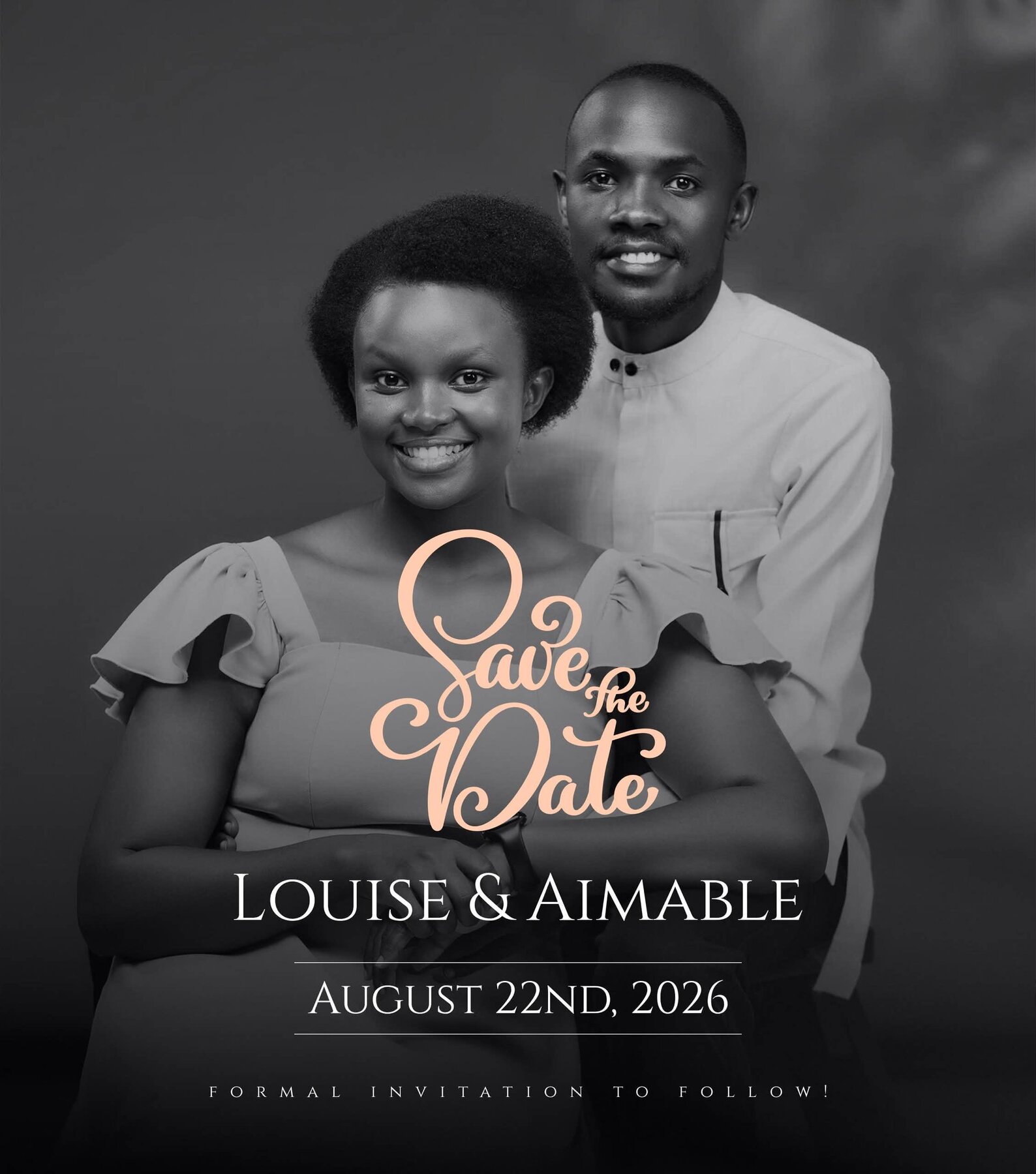 Save the Date: Louise & Aimable, August 22nd, 2026