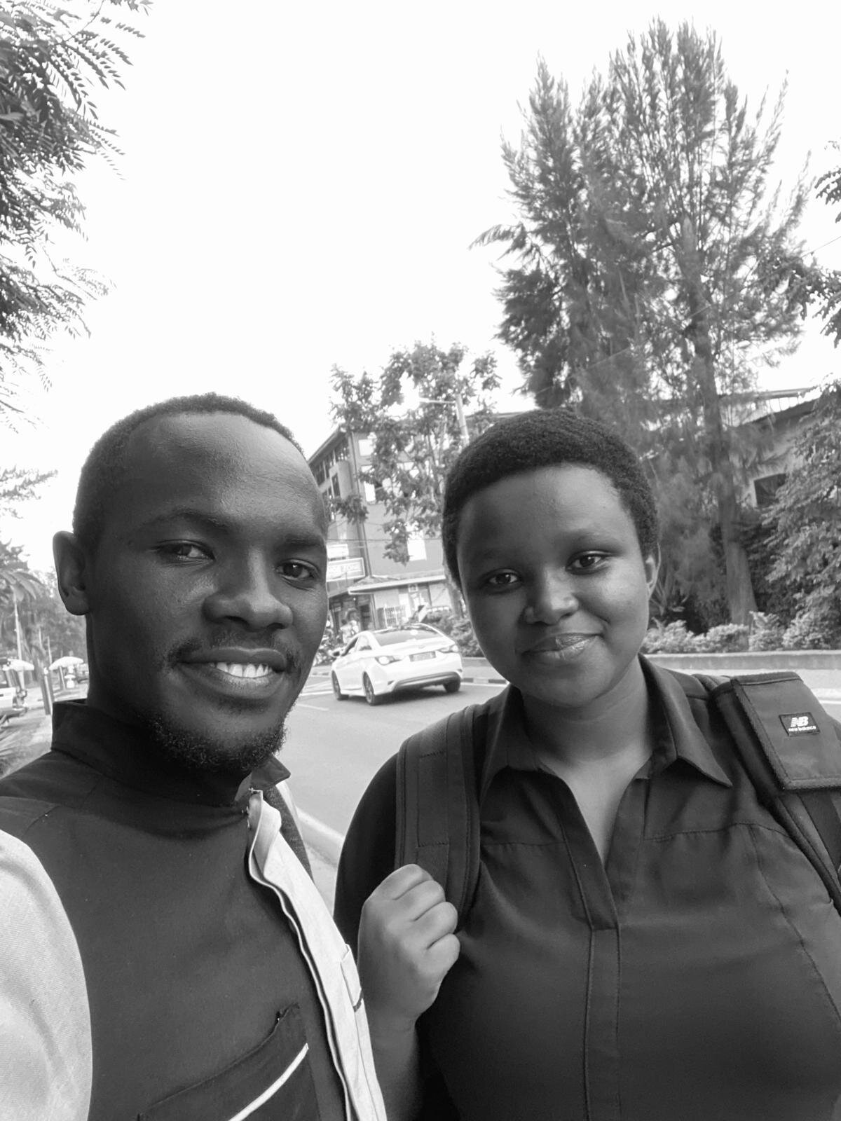 Louise and Aimable on a Kigali street, January 2024